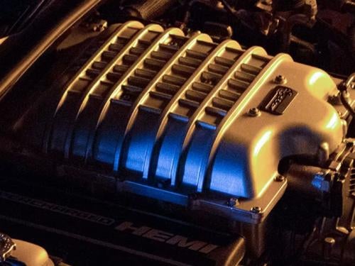 2023 Dodge Challenger close up of engine
