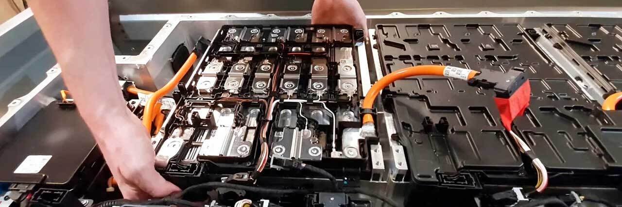 close up of electric battery service